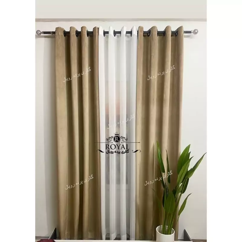 پرده مخمل کالیفرنیا درجه یک رنگ کرم